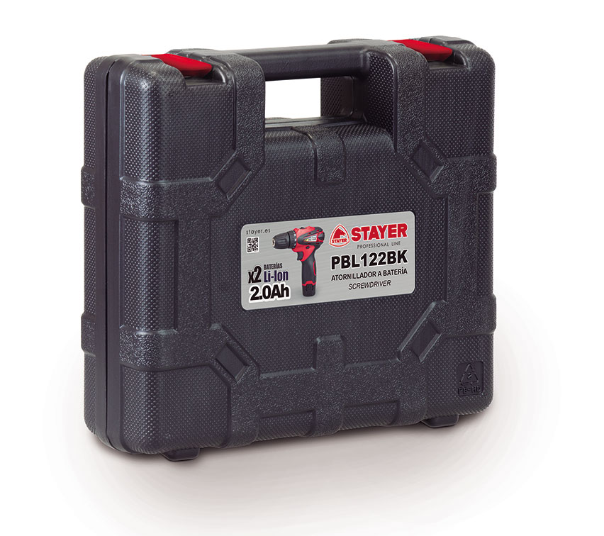 STAYER Taladro atornillador a batería PBL122BK 12V c/cargador y maletín